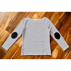 Elbow-Patch Striped Long Sleeve